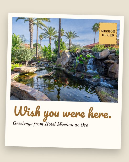 Sample ad for Hotel Mission de Oro: Postcard ad