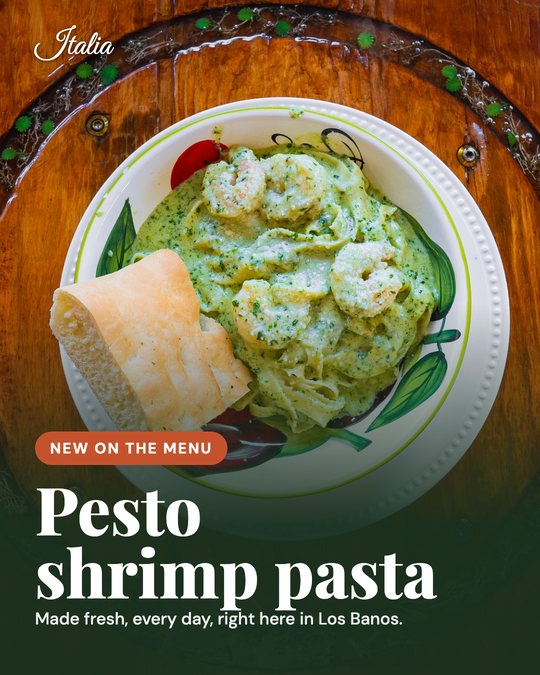 Sample ad for Italia Coffee & Bistro: New on the menu