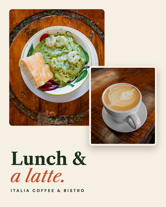Sample ad for Italia Coffee & Bistro: Lunch & latte