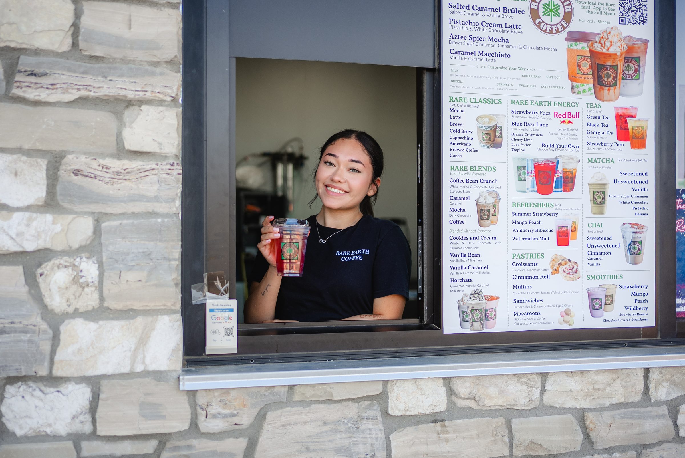 Rare Earth Coffee drive-thru barista