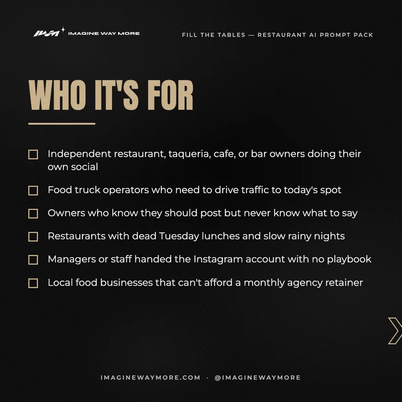 Fill the Tables (Restaurant AI): Who it's for