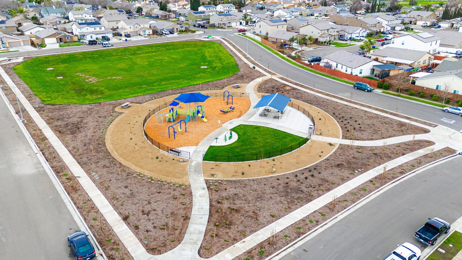 Circular park from above — City of Los Banos