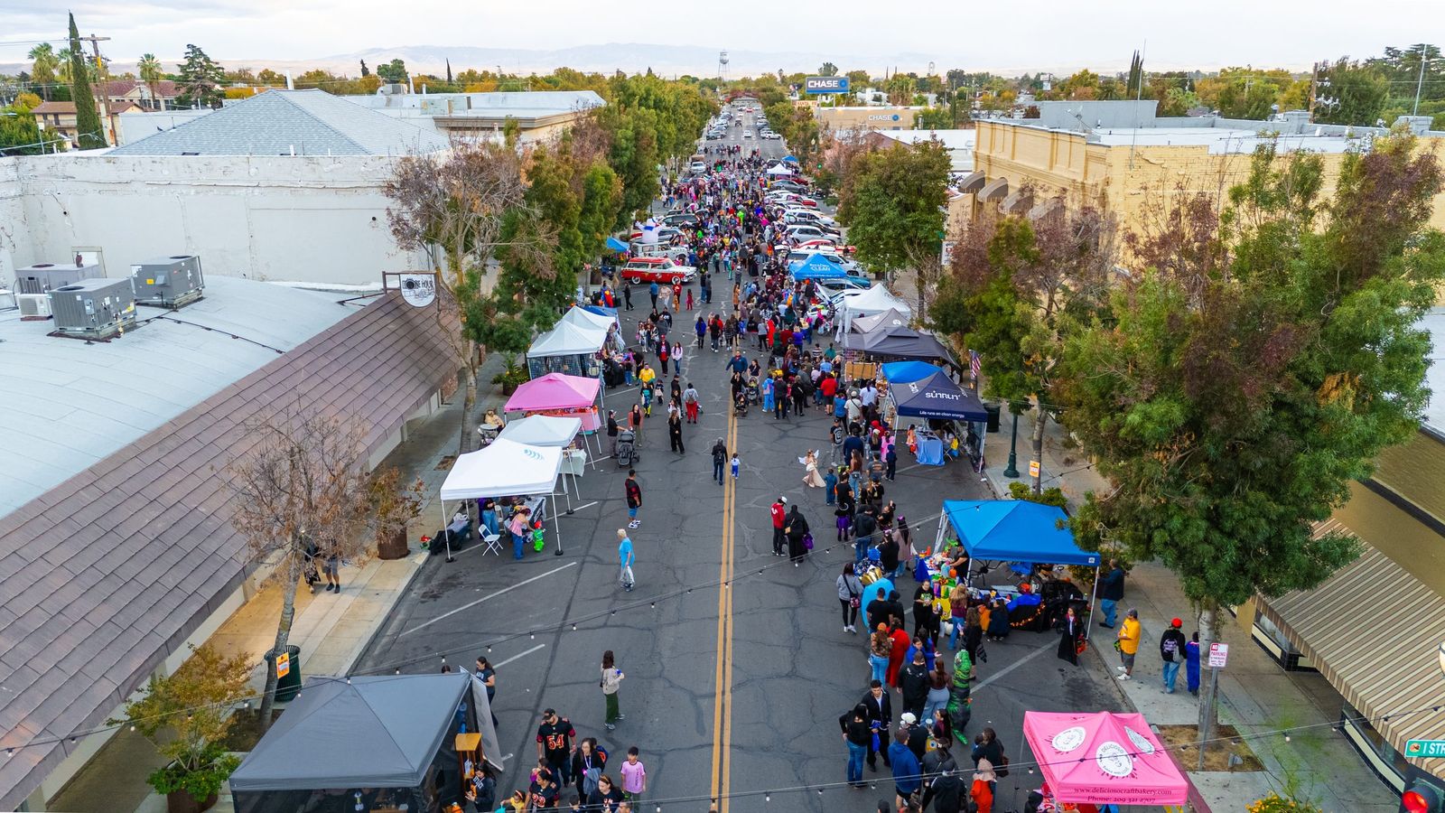 Downtown trunk-or-treat from above — City of Los Banos