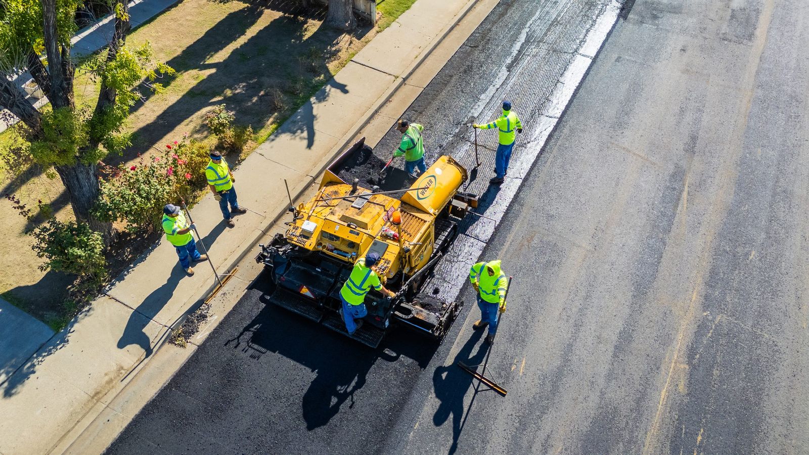 Paving crew from above — City of Los Banos