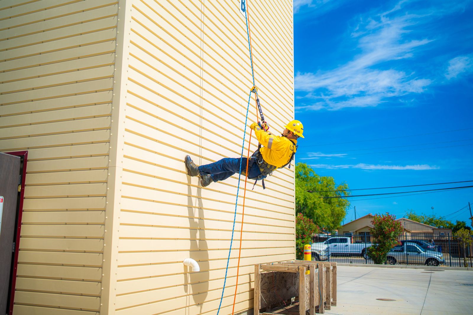 Rappelling at the training tower — City of Los Banos