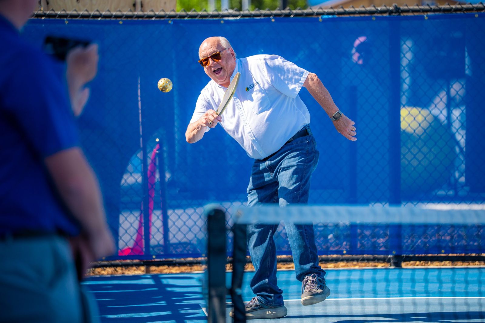 First rally on the pickleball court — City of Los Banos
