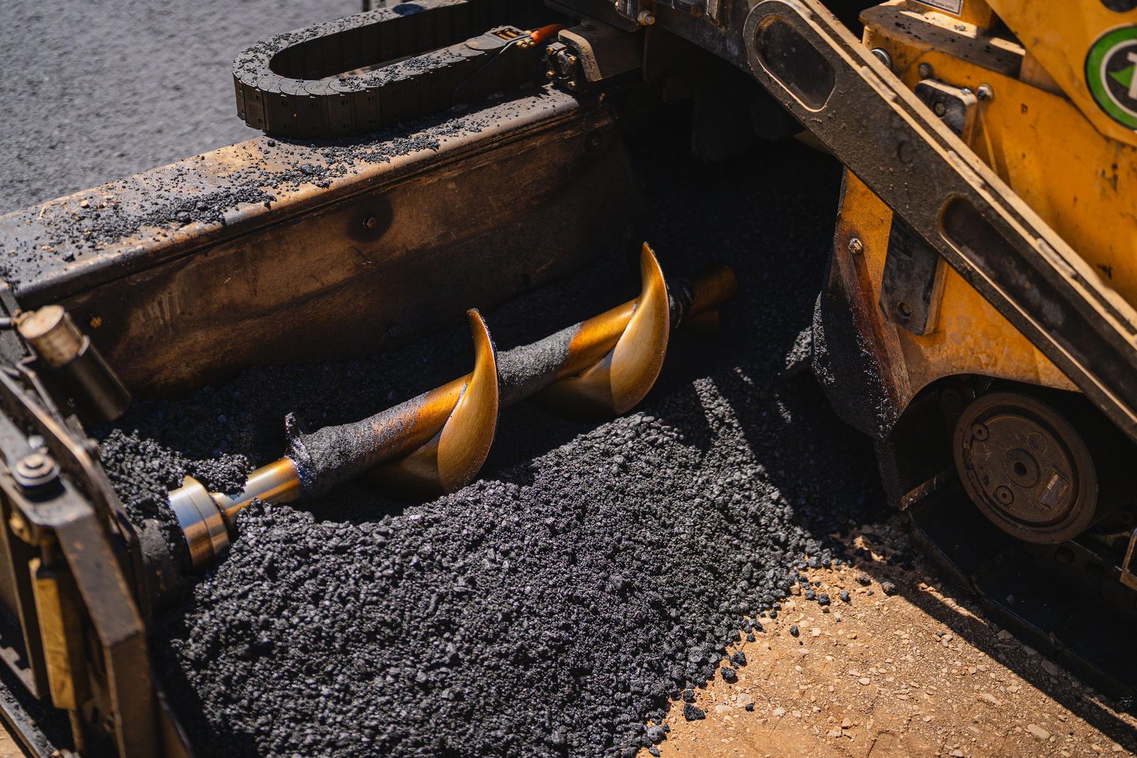 Paver auger and hot asphalt — City of Los Banos