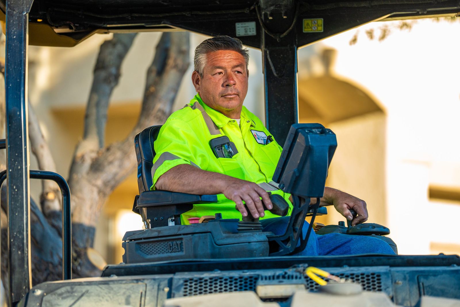 Roller operator at work — City of Los Banos