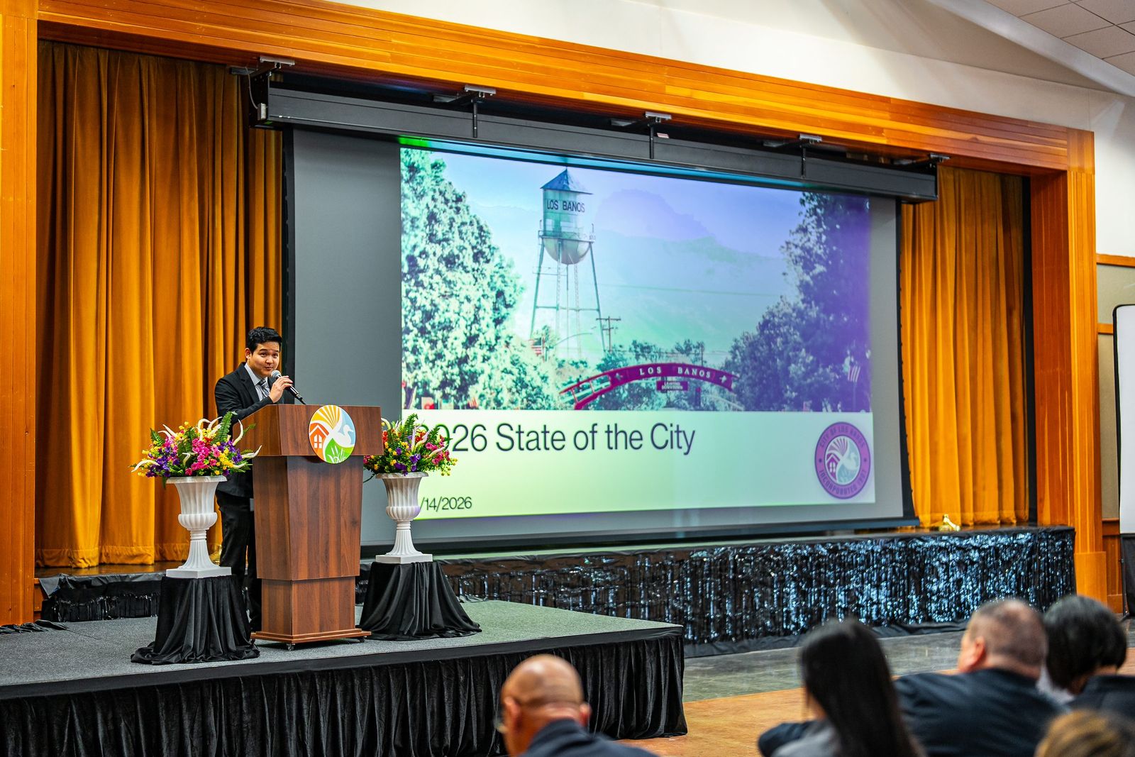 Speaker at the podium during the City of Los Banos State of the City