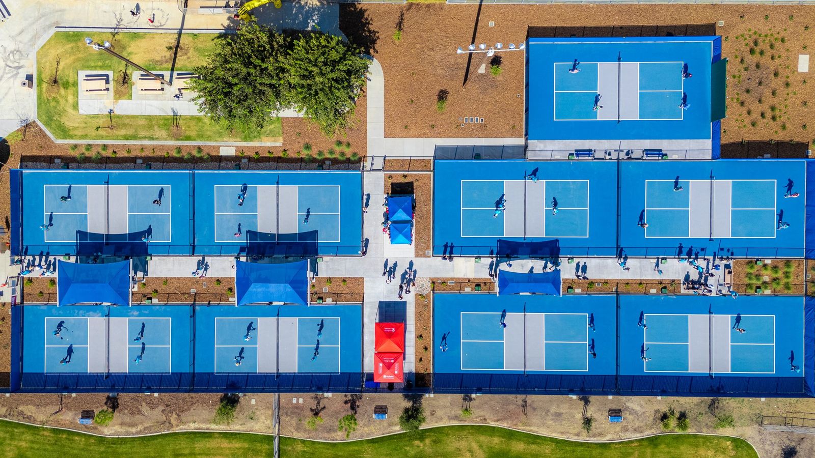 Pickleball courts from above — City of Los Banos