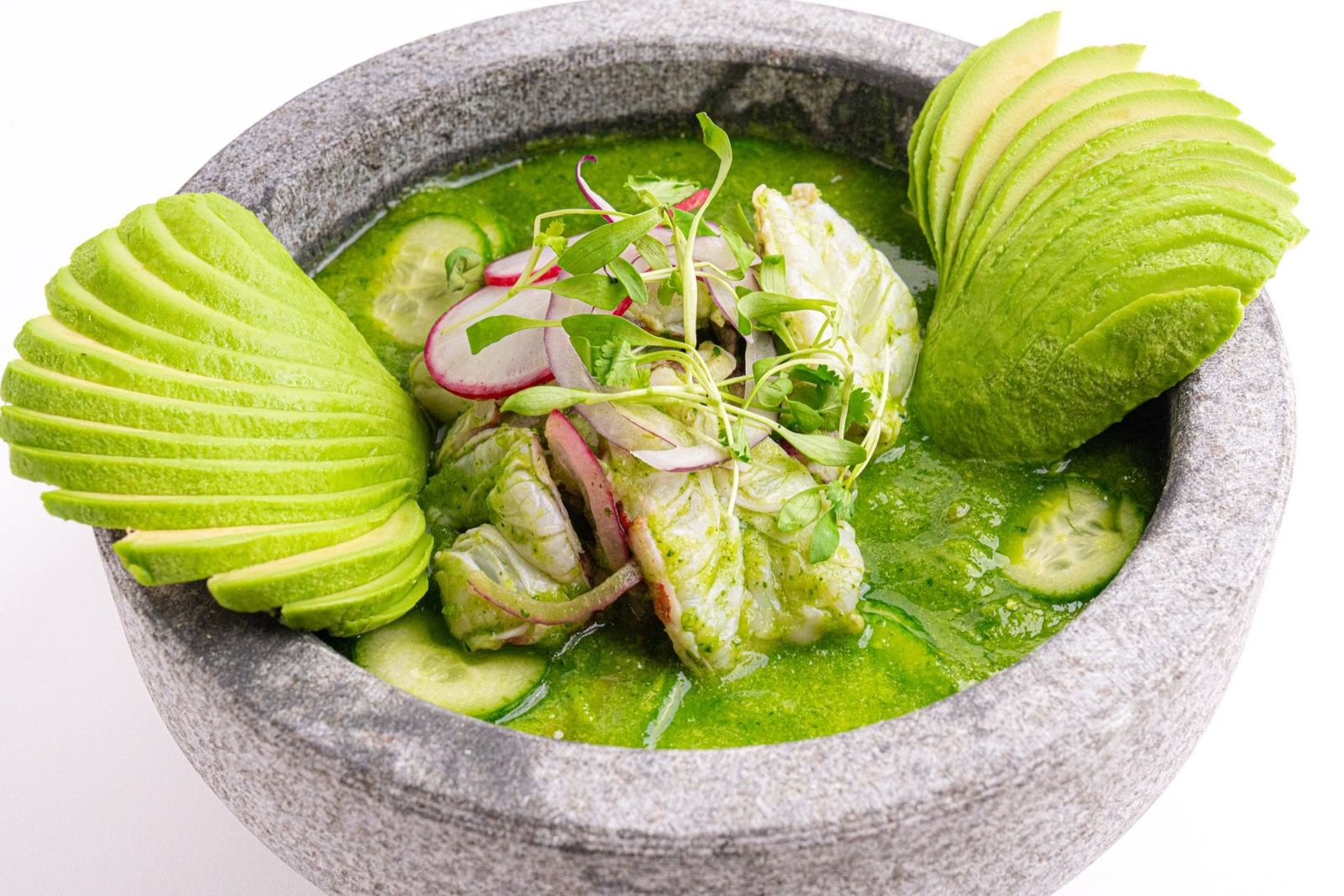 Aguachile verde in molcajete — El Michoacano