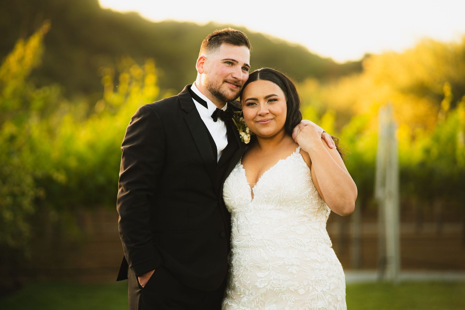Newlyweds in golden backlight — Weddings & Couples
