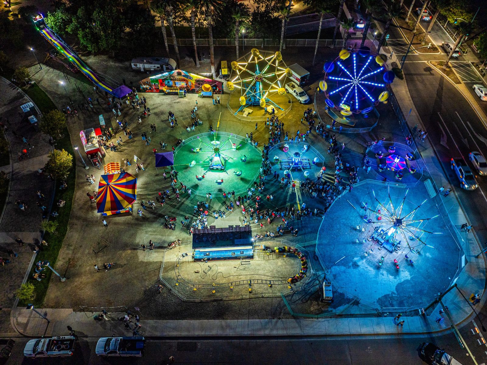 Night carnival from above — Fourth of July