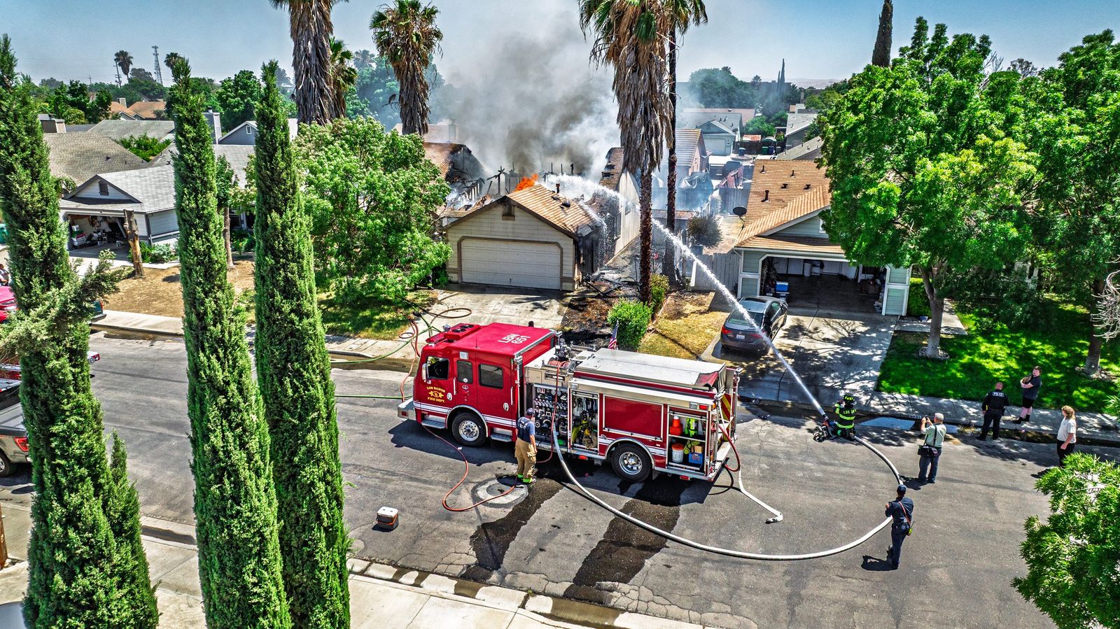 Engine and hose lines from the air — Los Banos Fire Department