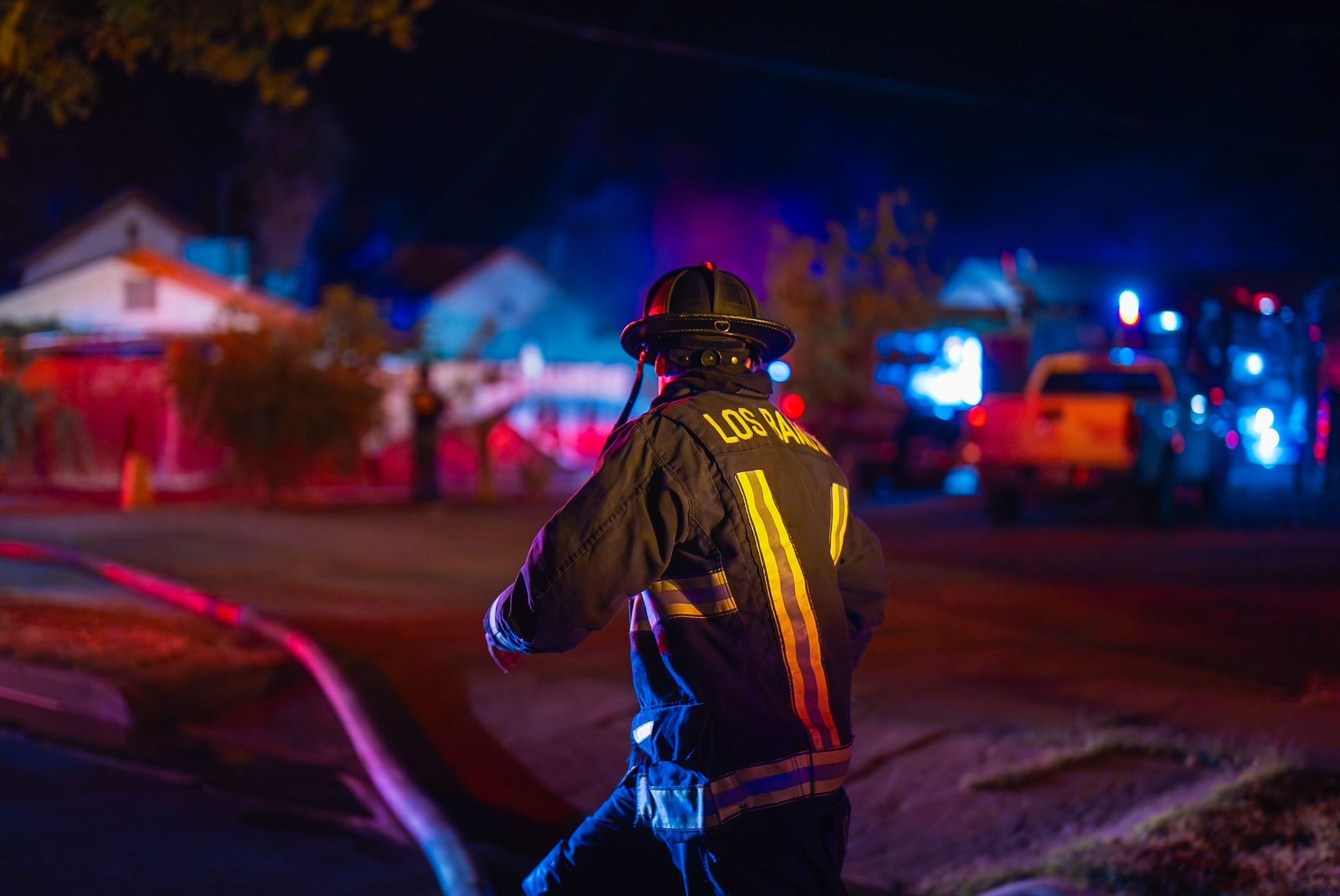 Under the emergency lights — Los Banos Fire Department