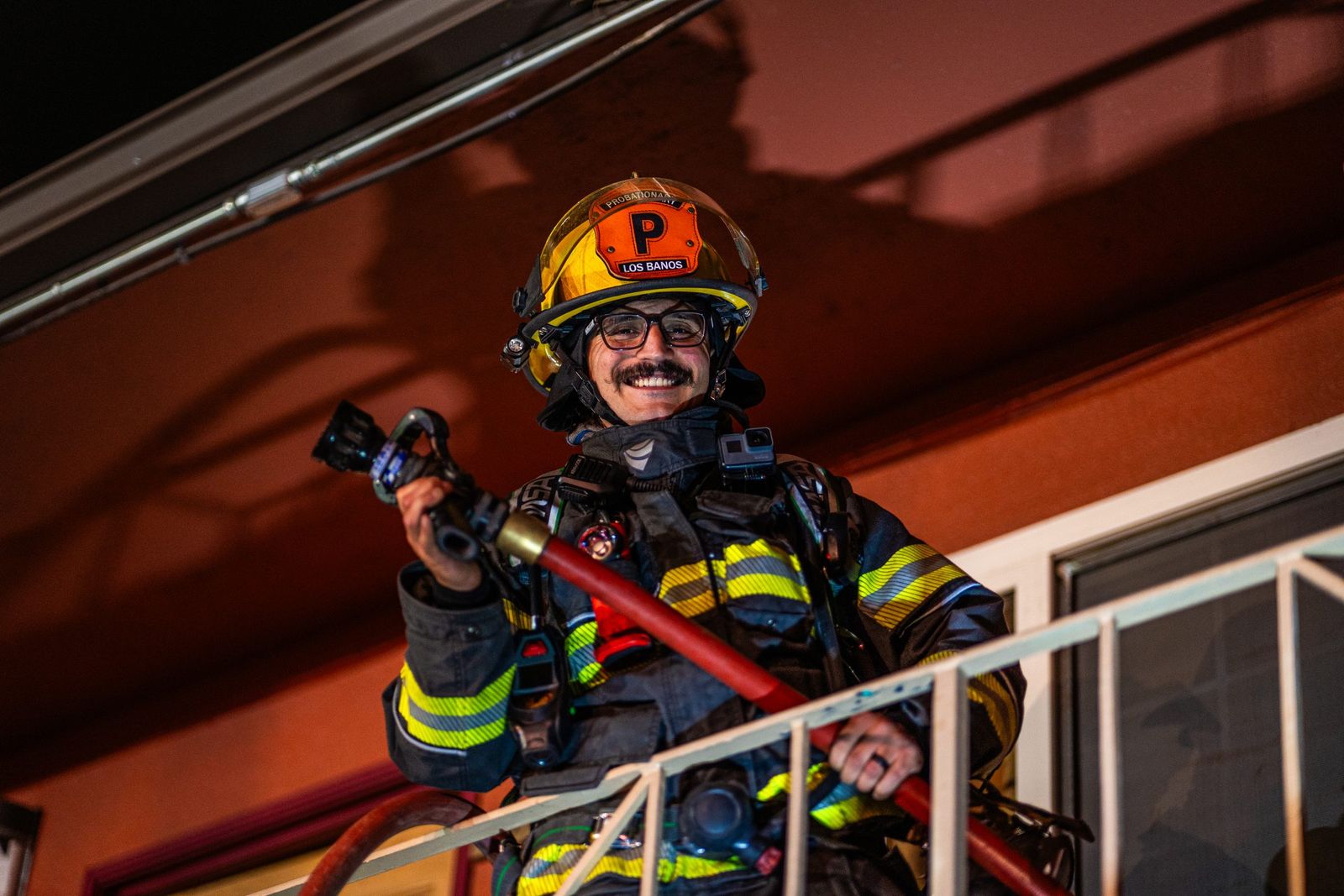 Hose line on the balcony — Los Banos Fire Department