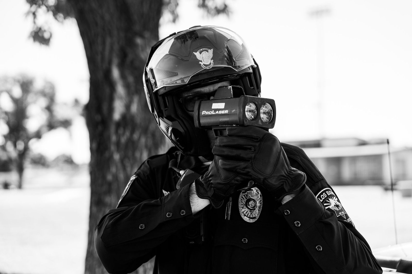 Motor officer with speed laser — Los Banos Police Department