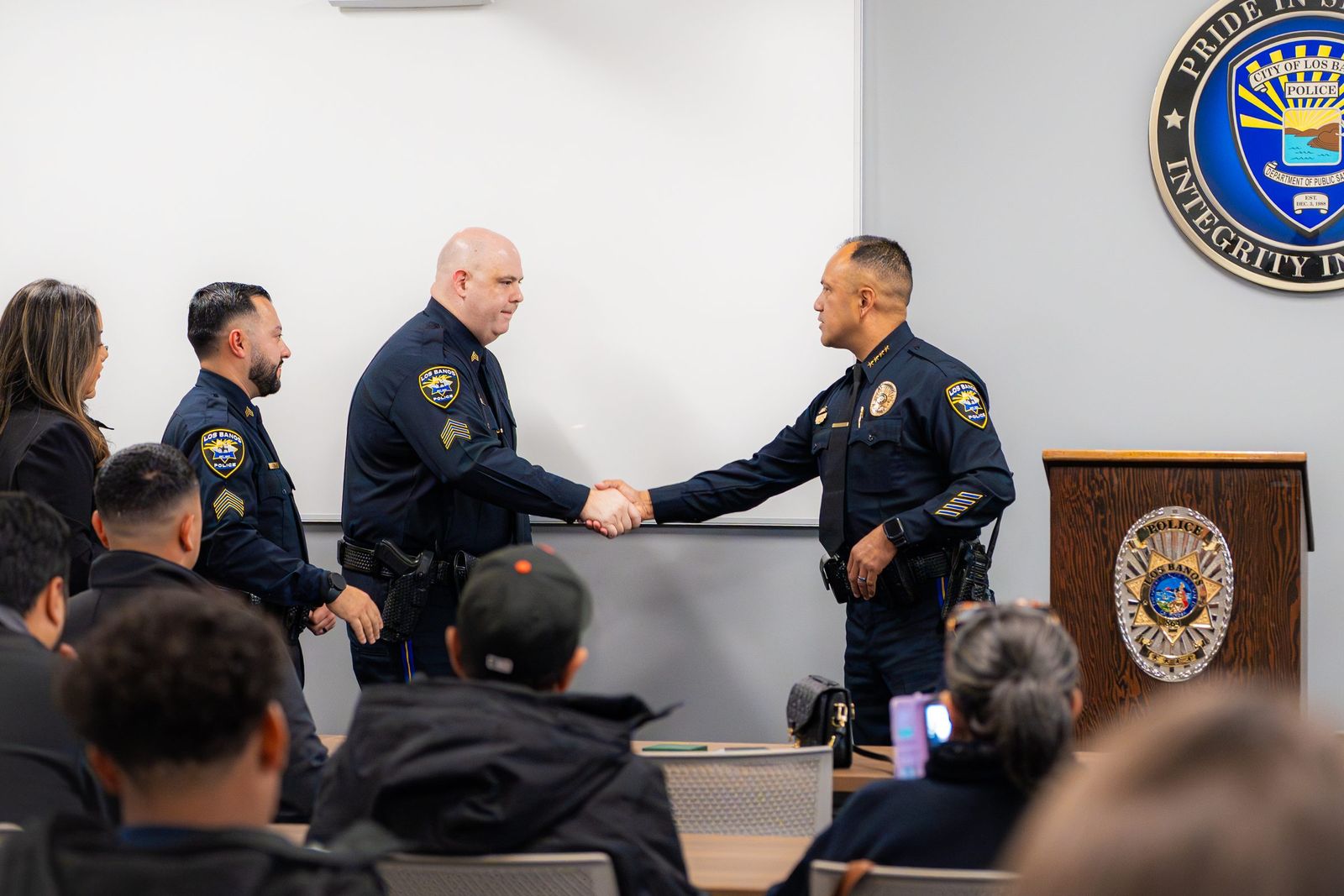 Handshake for a new sergeant — Los Banos Police Department