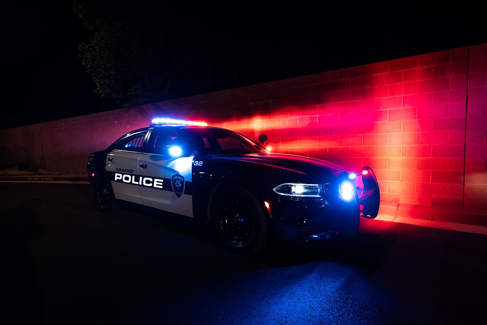 Patrol car in red and blue — Los Banos Police Department