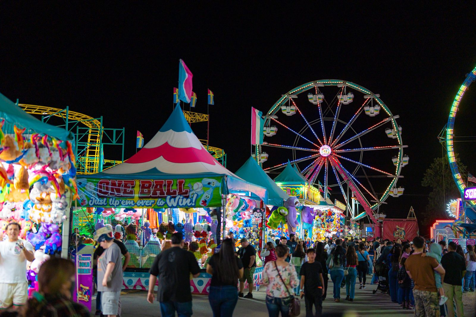 Midway at night — Merced County Fair