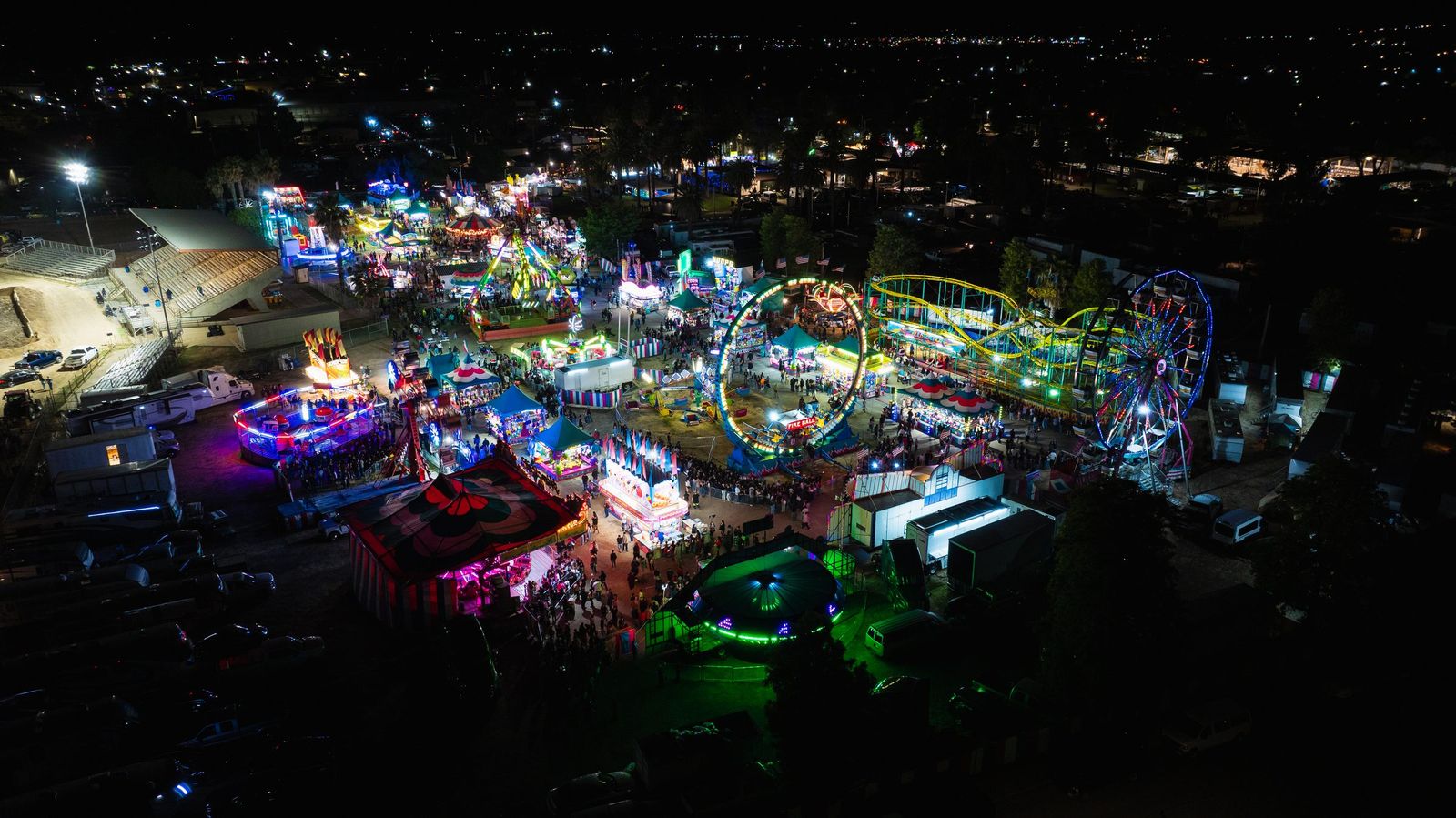 Night fair from above — Merced County Fair