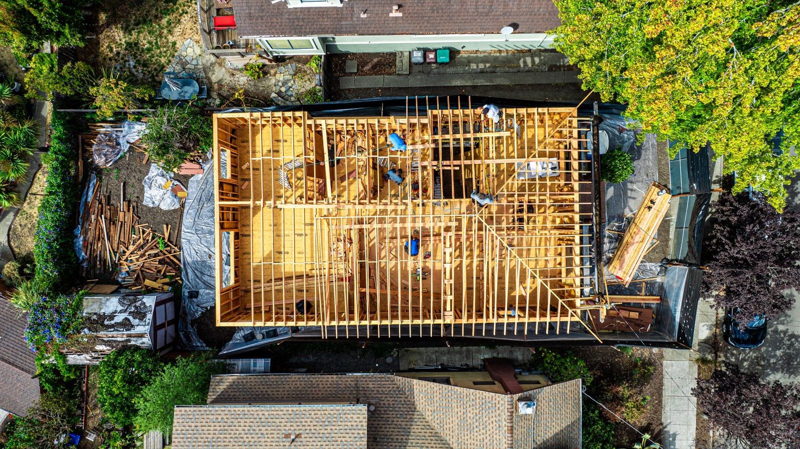 Framing from straight above — Oakland Development