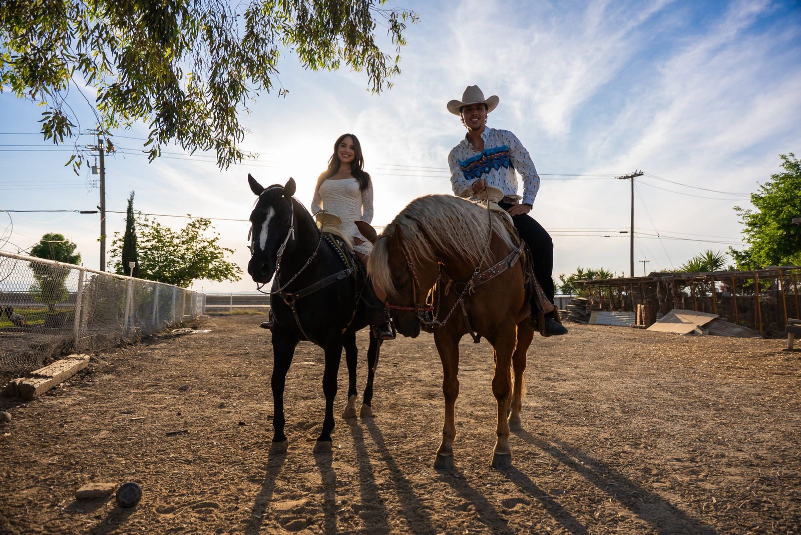 Ranch couple on horseback — Couples Session