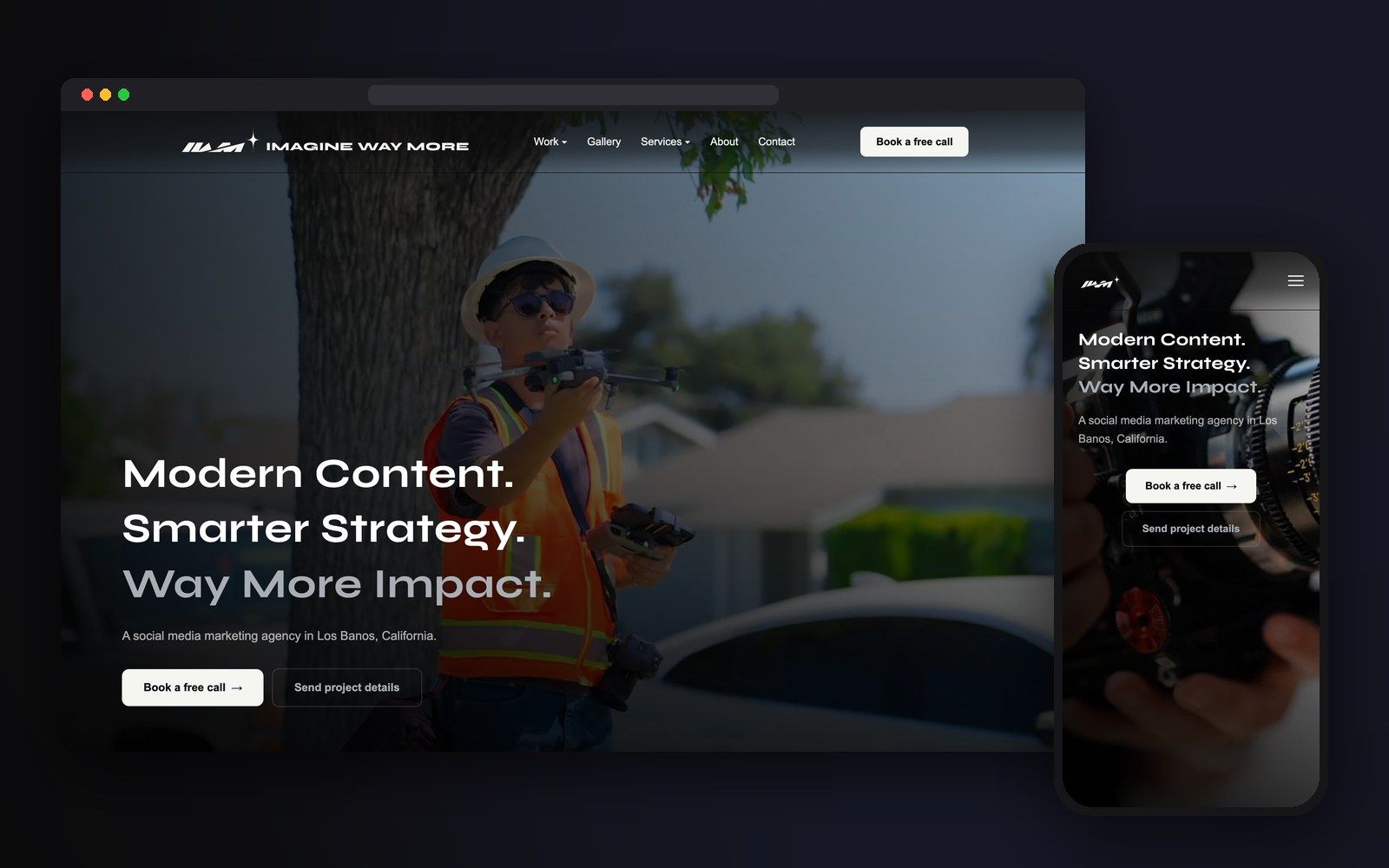 The Imagine Way More (this site) website on a computer and a phone