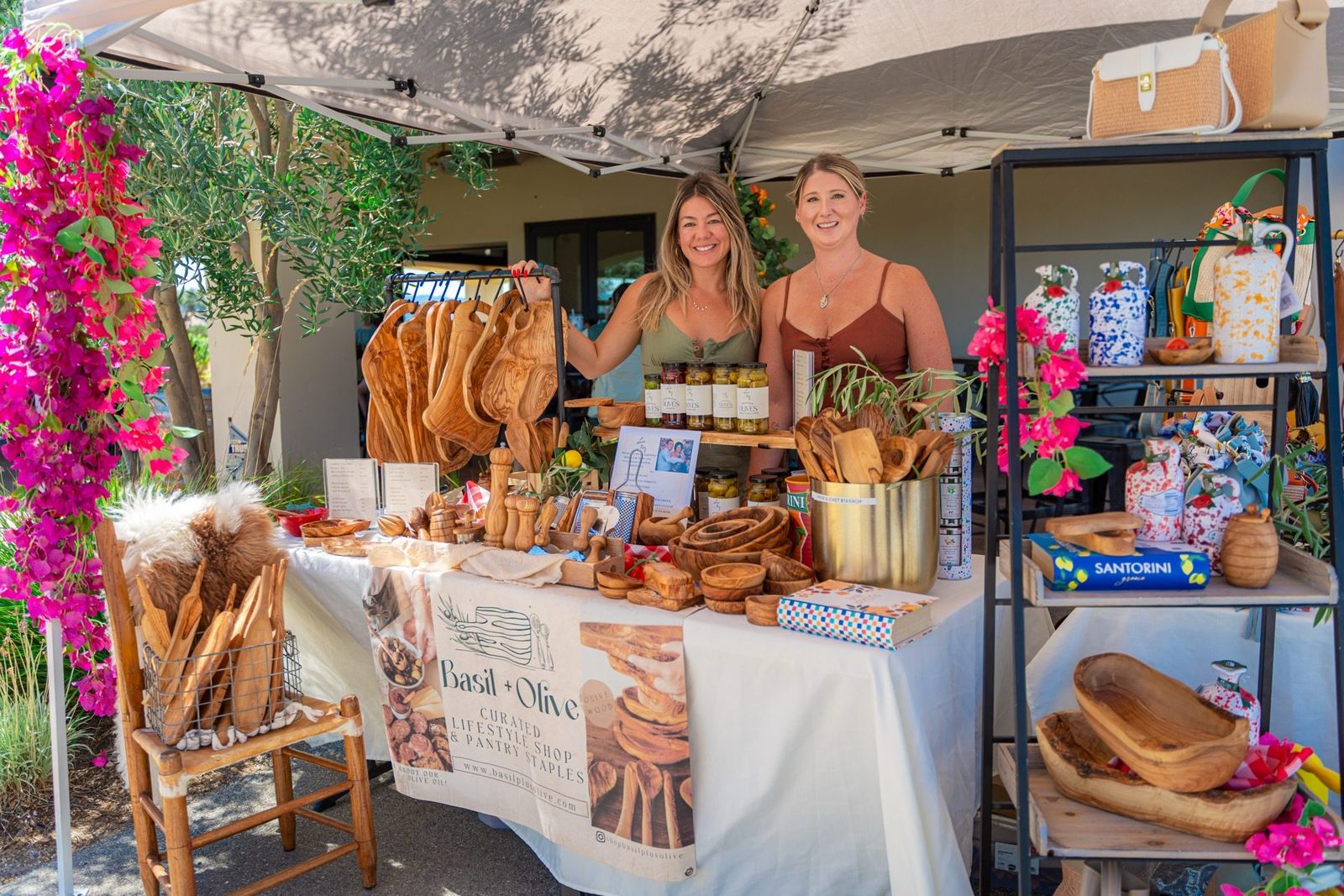 Vendor booth with olive wood — Verde Vineyards