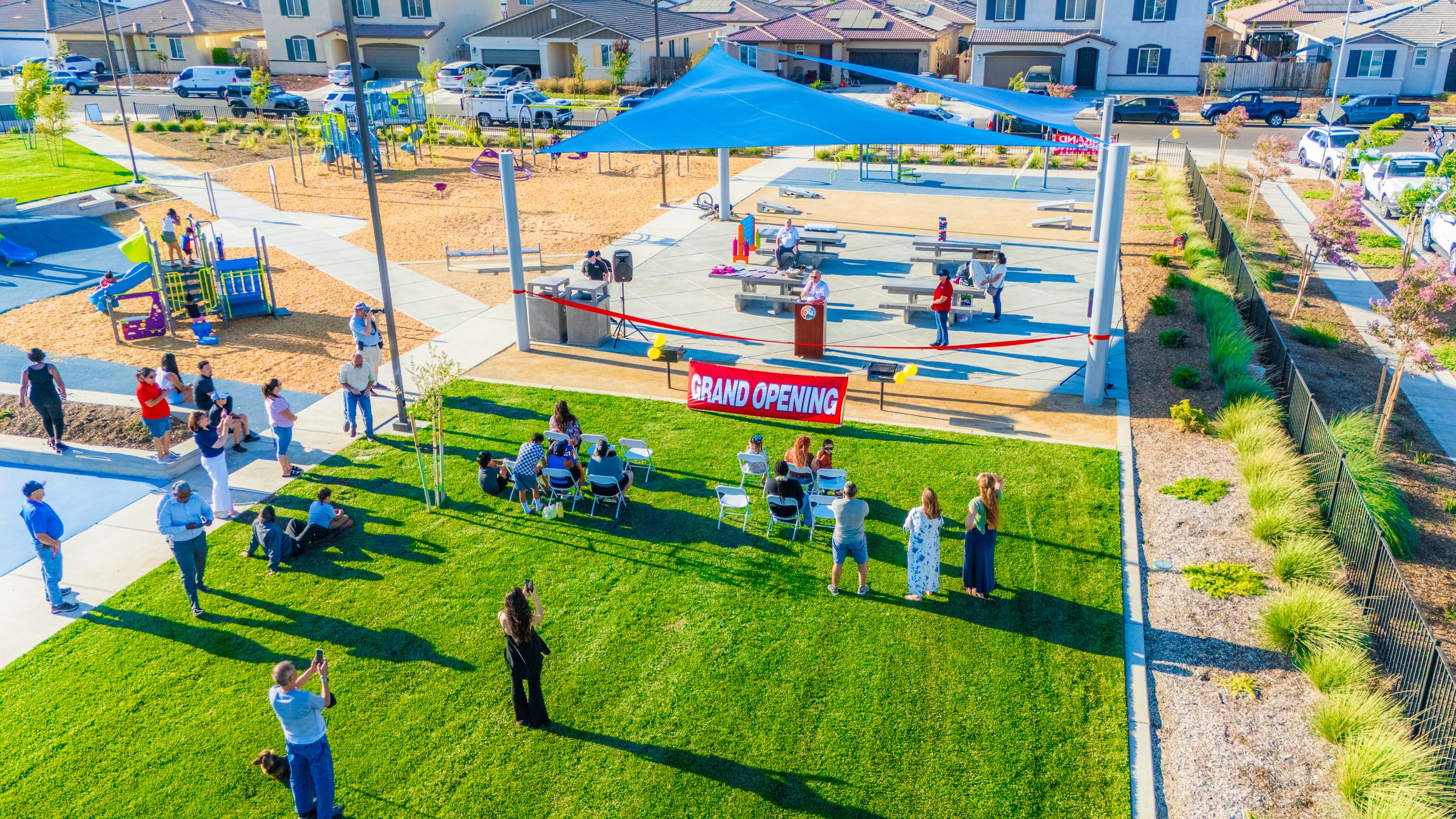 Sunrise Ranch Park Grand Opening — aerial drone photo